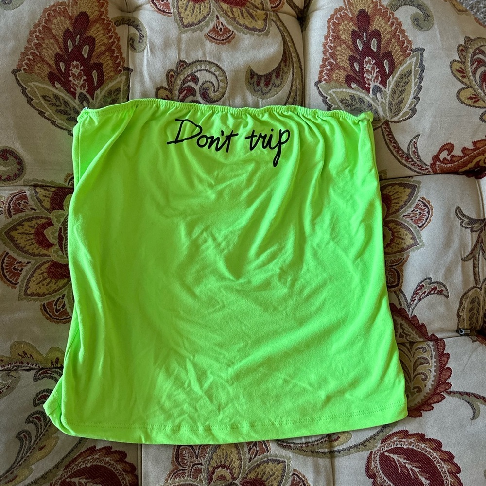 Neon Green Crop Top - "Don't Trip"